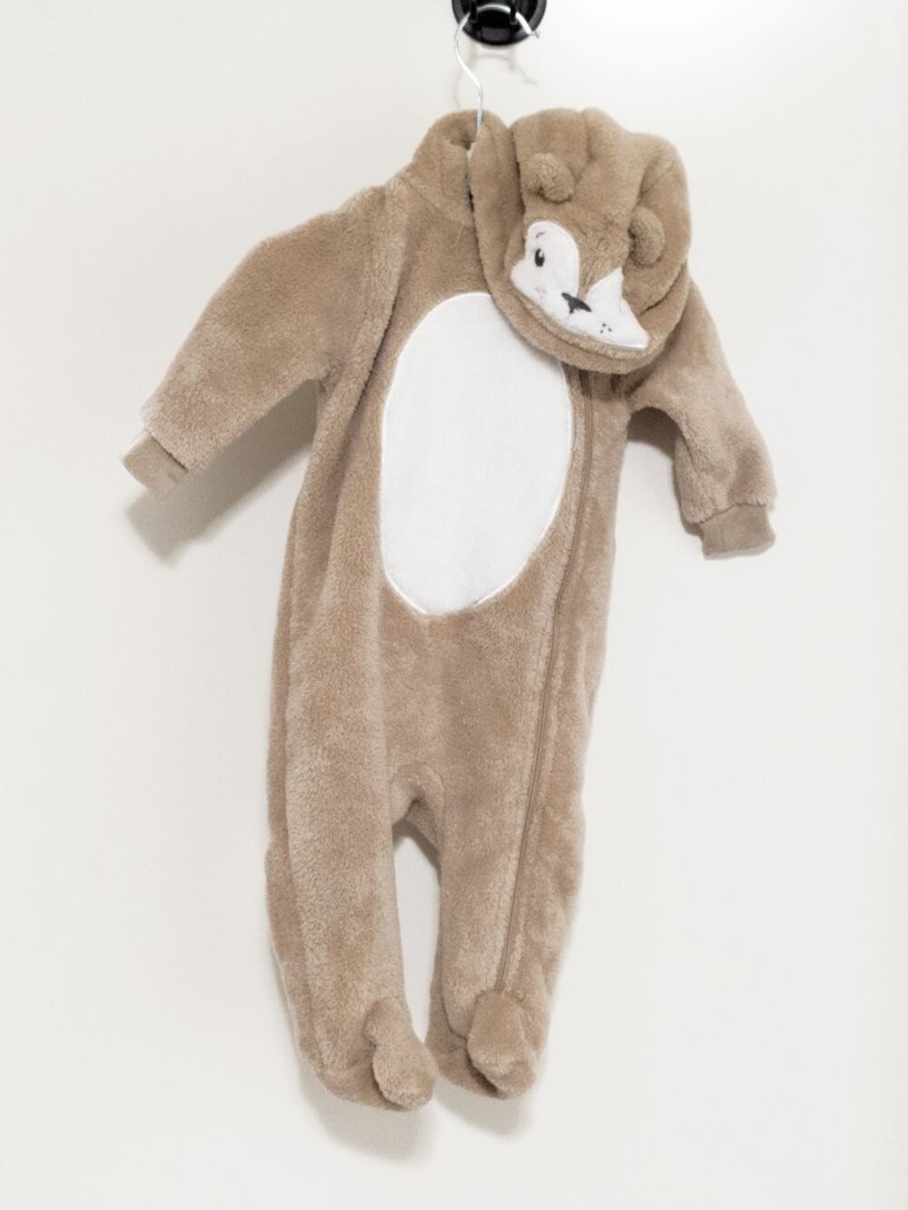 GEORGE 3-6 Months Baby Bear Hooded Onesie Romper Soft Fuzzy Fleece NWOT Faux Fur